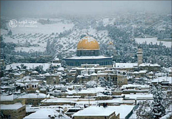الثلوج في القدس والمسجد الاقصى